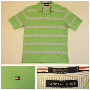 Tommy Hilfiger Green Collared Polo w Stripes EUC